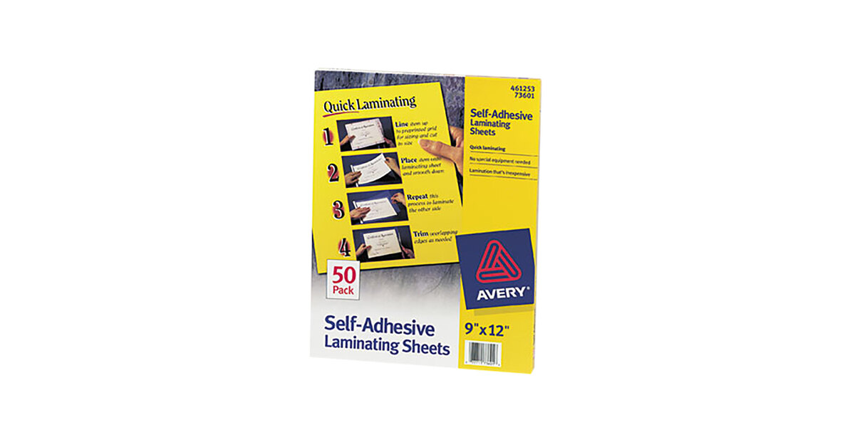 Avery® 73601 9 x 12 Self-Adhesive Laminating Sheets - 50/Box