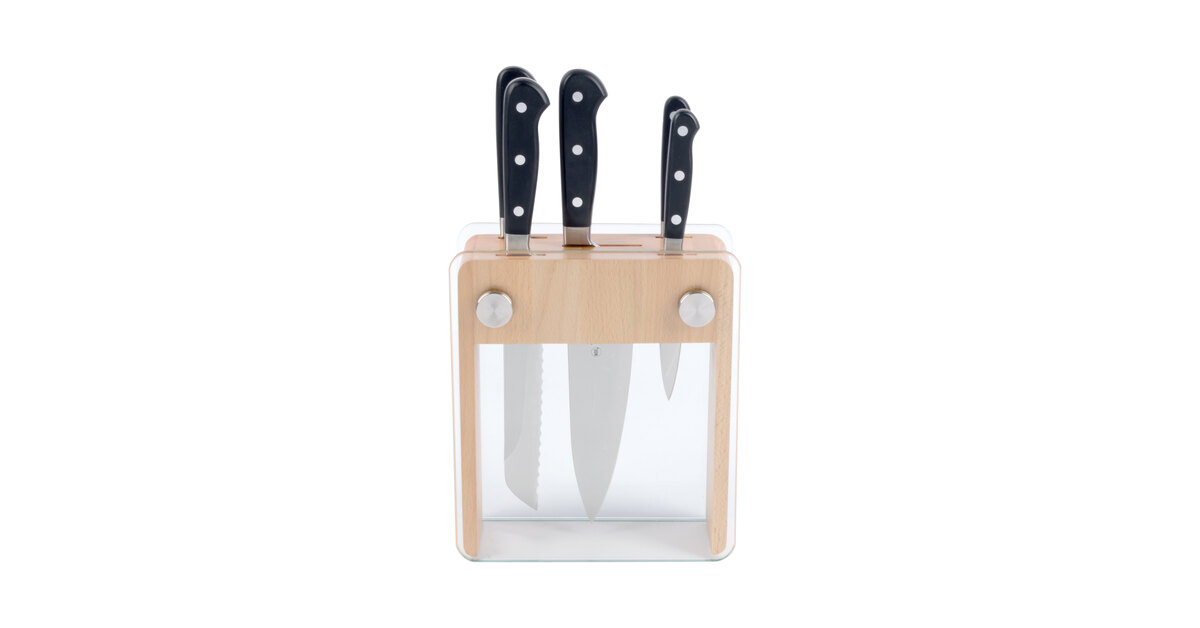 Mercer Culinary in acciaio forgiato, blocco coltelli in vetro temperato, multicolore Renaissance, set da 6 coltelli forgiati con ceppo in vetro temprato Multi- colour