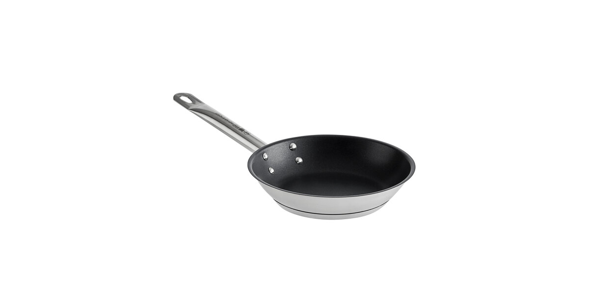 VOLLRATH Stainless Steel Fry Pan,8 In Dia. 3808 