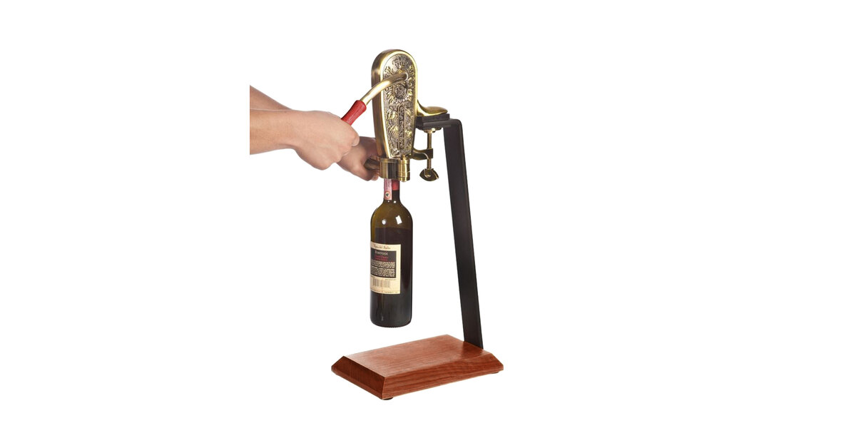 Franmara 4085SET Le Grape Brass-Plated Counter Mount Wine Bottle Opener  with Table Stand