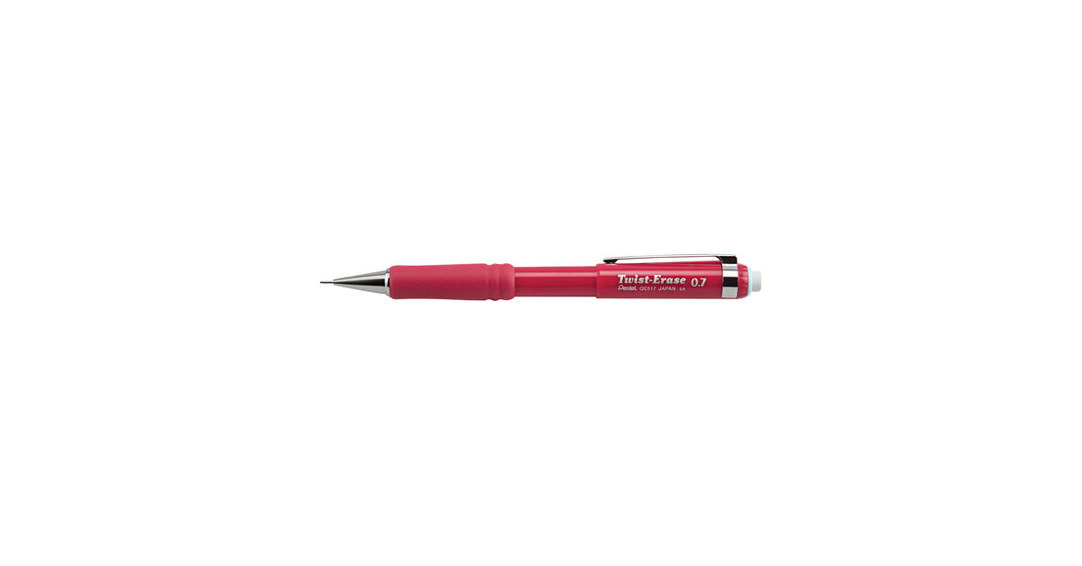 QE517 Pentel Twist-Erase III Mechanical Pencil 0.7mm Red or Black Barrel 