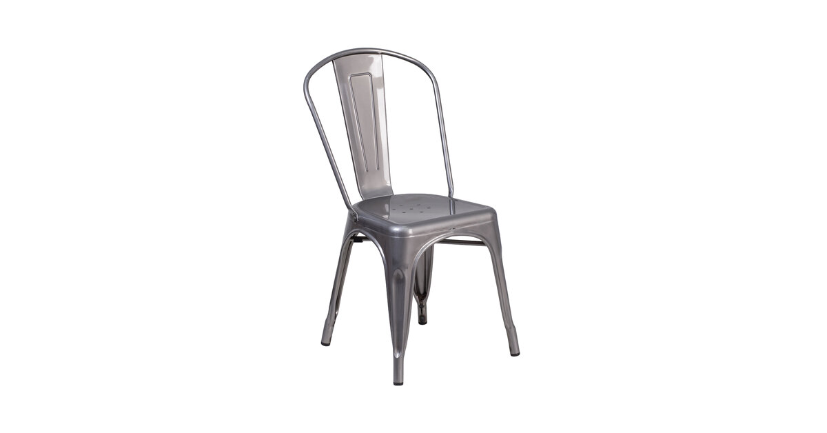 Flash Furniture Clear Coated Stackable Metal Chair with Vertical