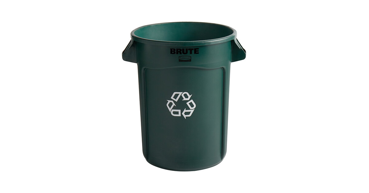 Green Indestructible Rubbermaid 1788472 BRUTE Recycling Container 32 Gallon 
