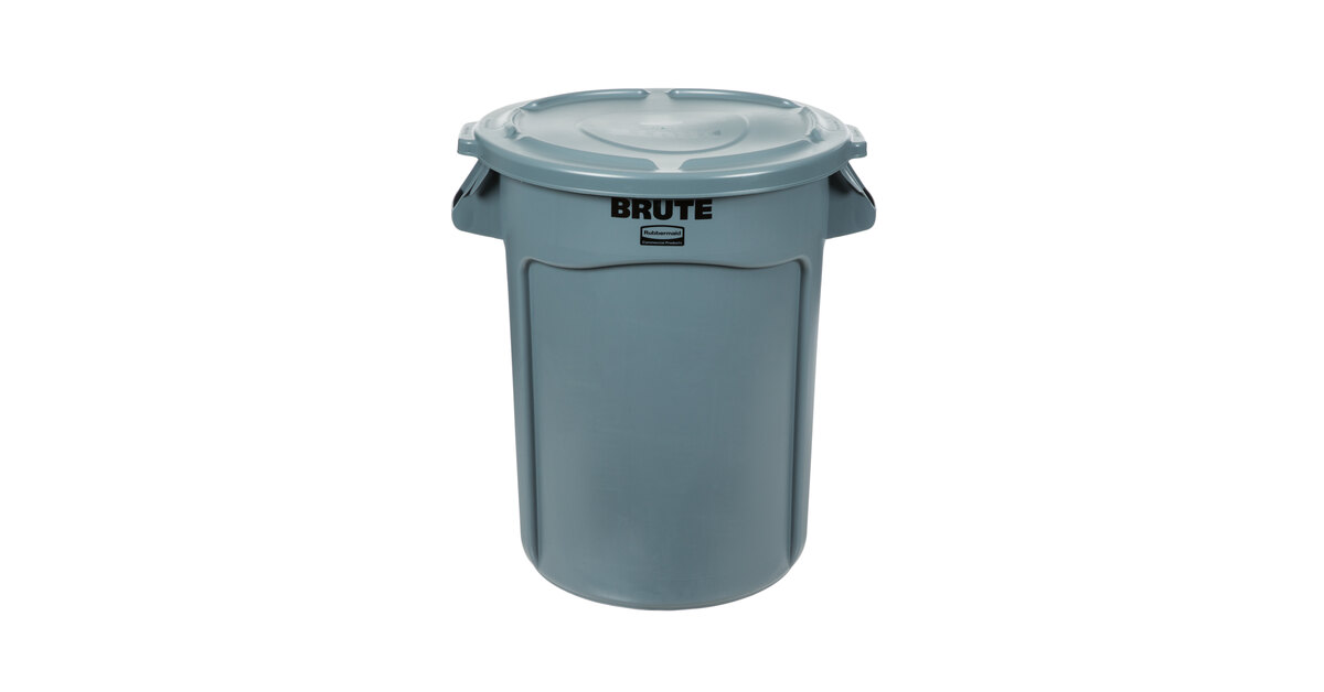 Libman 32 Gallon Trash Can with Lid (Gray) - 6 each per case