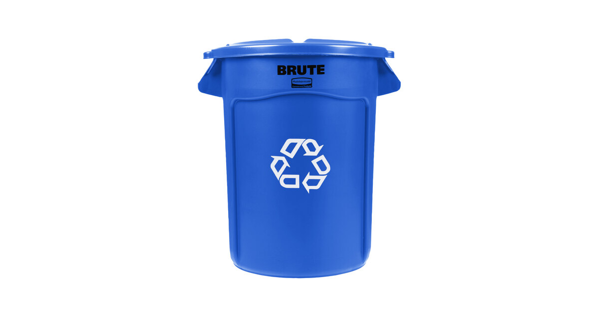 1 Rubber Maid 2017965 Blue Round Recycling Trash Can Lid for 32 Gal Brute Details about    