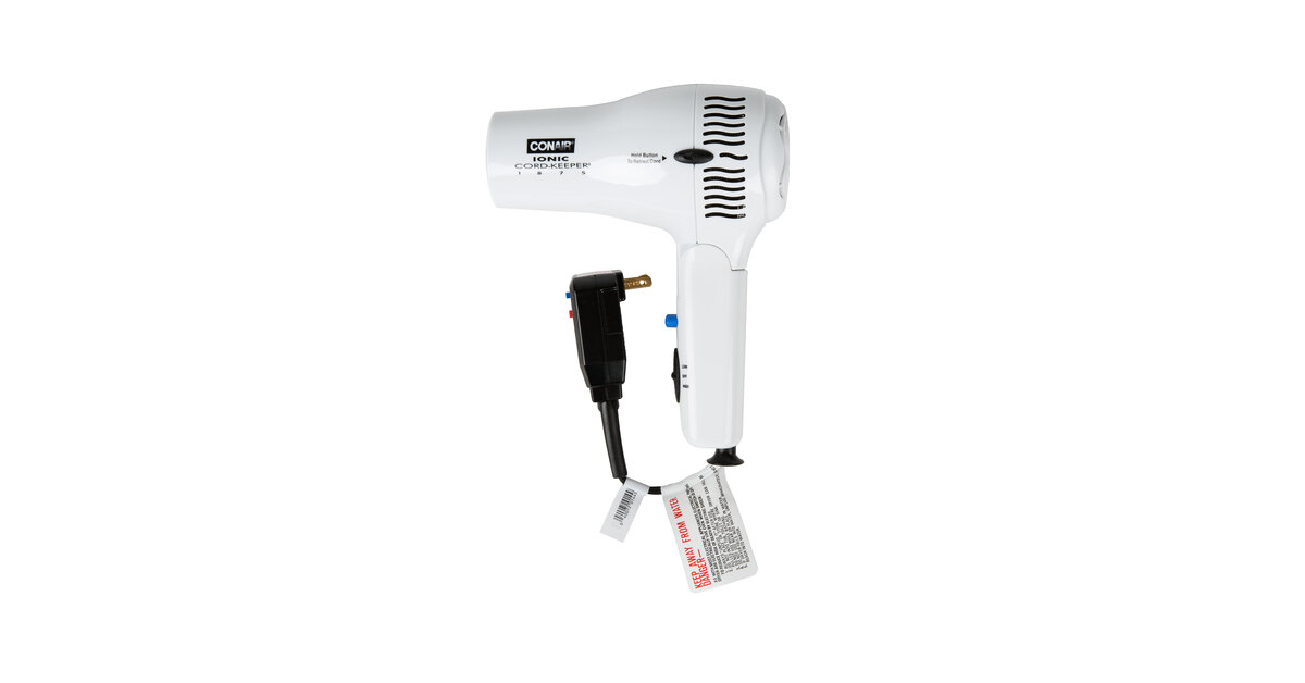 CONAIR バスクリーナー 本体 15フィートコード Conair 169WIW White Cord Keeper Hair Dryer - 1875W