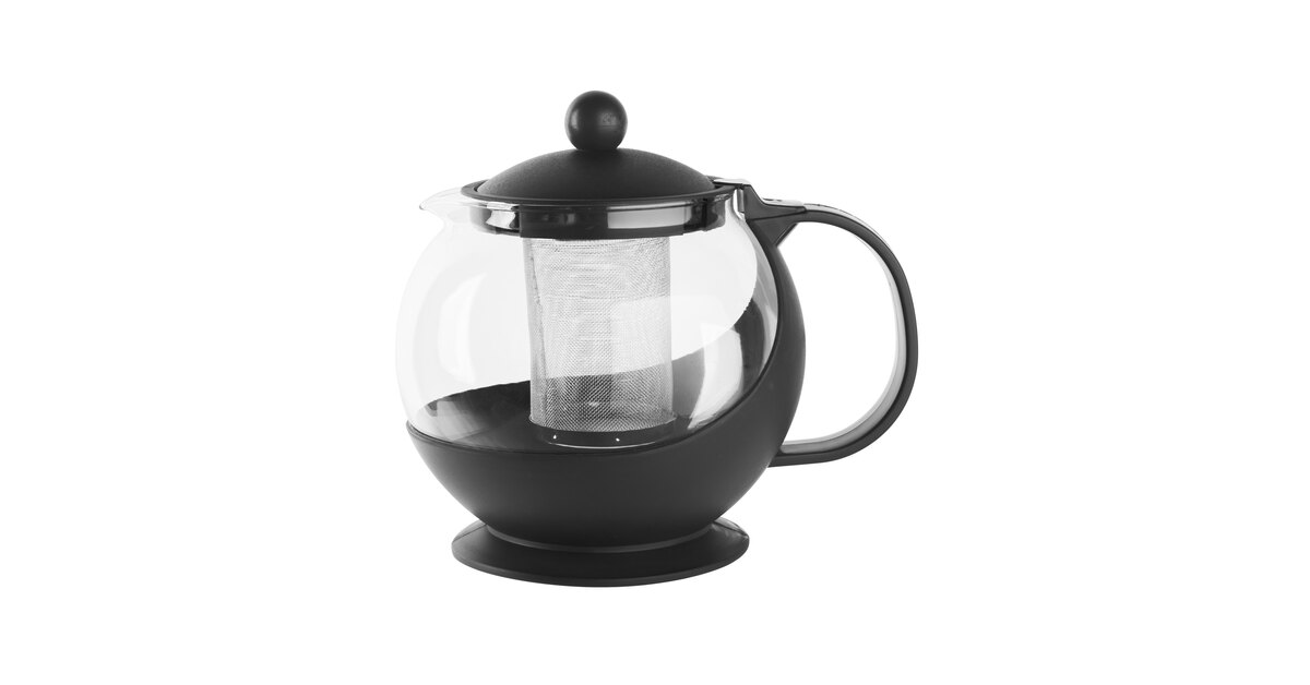 Choice 42 oz. Tempered Glass Tea Pot Infuser with Stainless Steel Basket