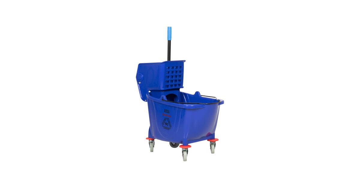 Carlisle 9690414 35 qt Mop Bucket Combo - Side Press Wringer, Soiled Water Insert, Polypropylene, Blue Mop Bucket & Wringer