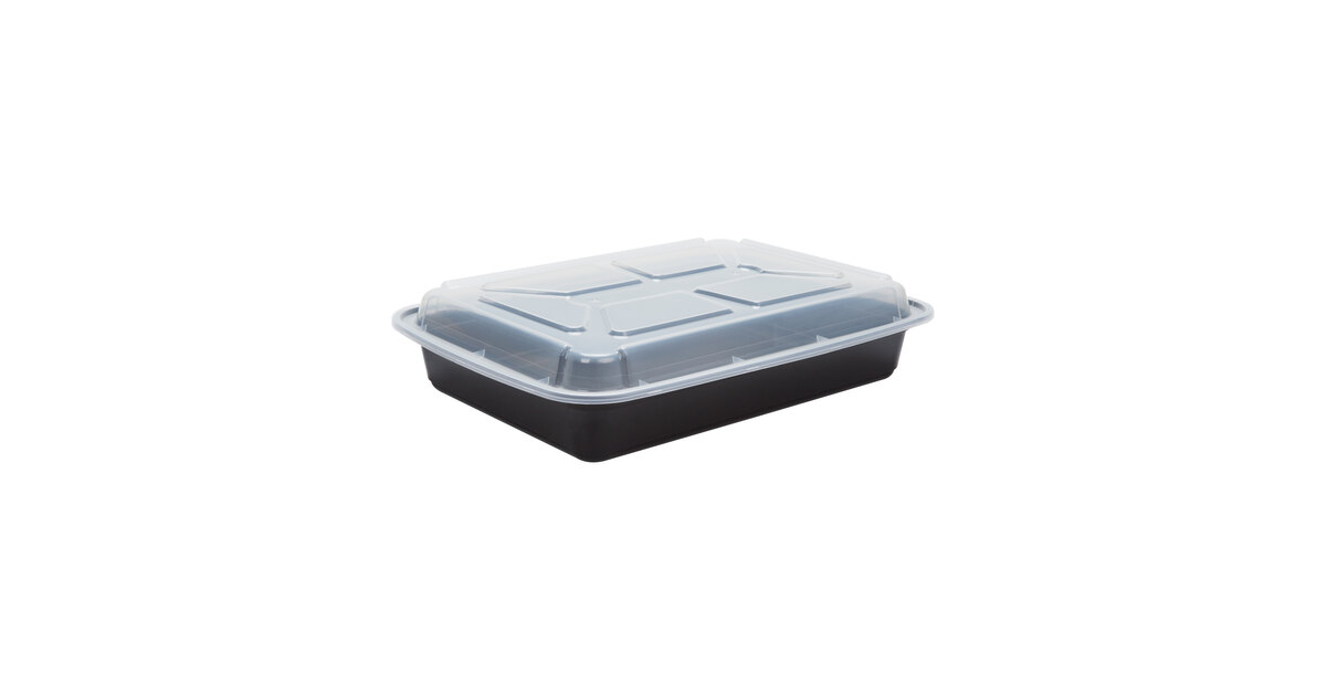newspring versatainer microwavable containers, rectangular, 16 oz, 5 x 7.25  x 2, white/clear, plastic, 150/carton