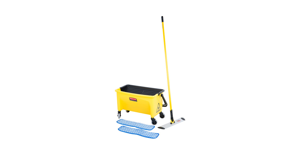 The Clean Store Black/Red Professional Flat Floor Mop and Bucket Set with  Washable Microfiber Pad 2 Gal in the Dust Mops department at