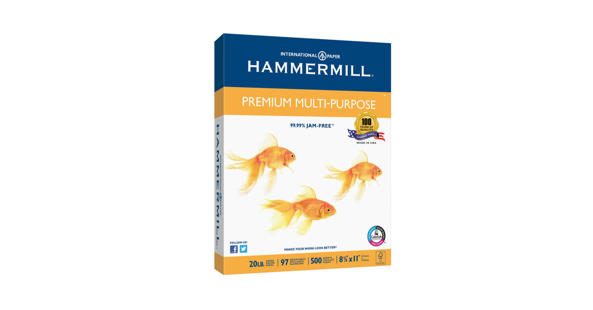 Hammermill 105910 Premium Multi-Purpose Paper, White, 20 lb