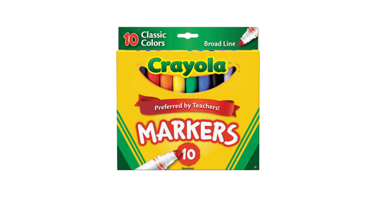 10/Set Broad Point Non-Washable Markers Classic Colors 