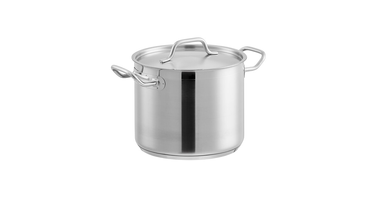 8 Qt Stock Pot (Stainless Steel, w/ Cover)