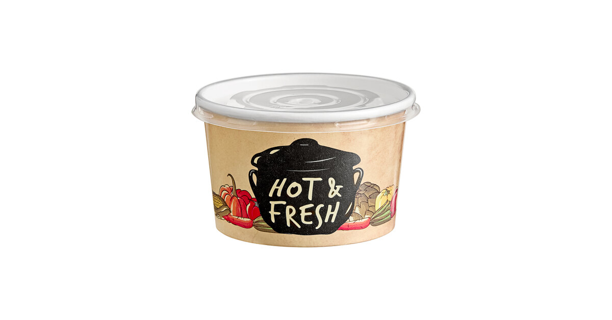 Choice 8 oz. Medley Double Poly-Coated Paper Soup / Hot Food Cup