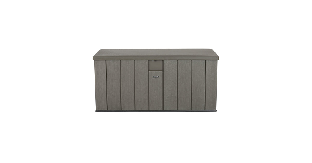 LIFETIME 60186 Heavy-Duty Outdoor Storage Deck Box 439.11 L Outdoor Storage Box, Desert Sand Wood Look, 127.9 X 64 X 67.2 Cm