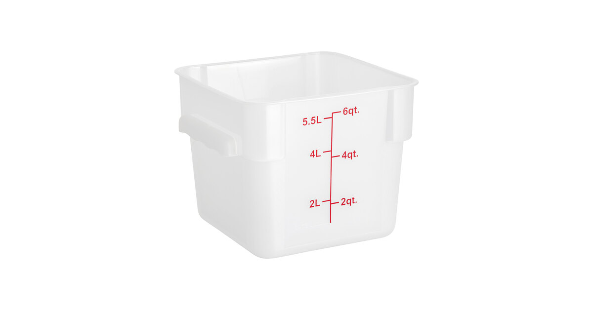 Choice 6 and 8 Qt. White Square Polypropylene Food Storage