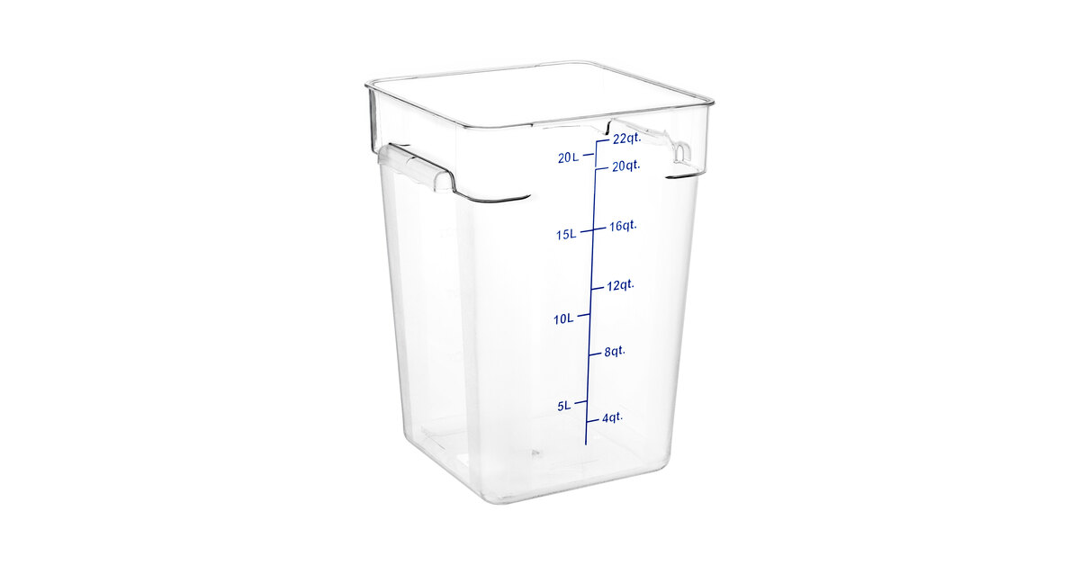Met Lux 22 qt Square Clear Plastic Food Storage Container - with Blue  Volume Markers - 11 x 11 x 15 3/4 - 10 count box