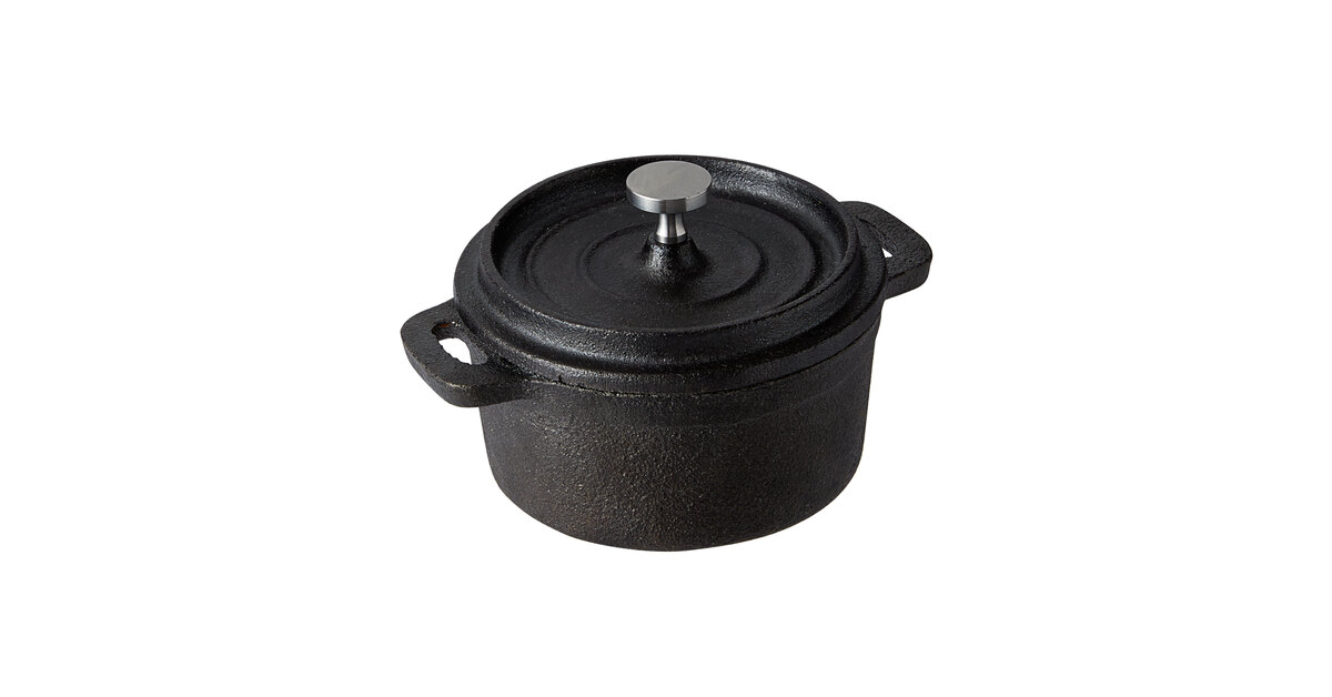 Libbey CIS-25 9 oz. Mini Cast Iron Pot with Cover - 12/Case