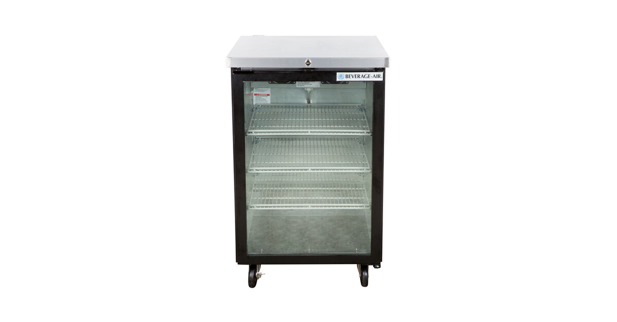 Rectangle Recreation Recount Beverage-Air BB24HC-1-G-B 24" Black Counter Height Glass Door Back Bar  Refrigerator
