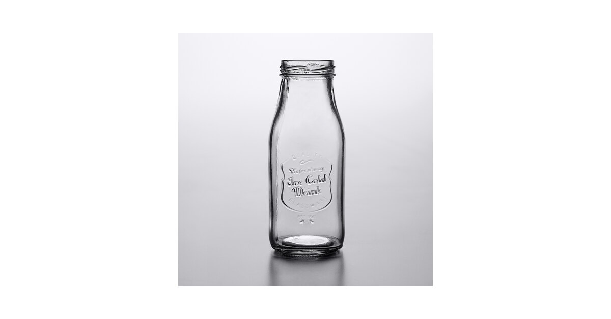 Acopa 10 oz. Glass Milk Bottle with Lid - 12/Case