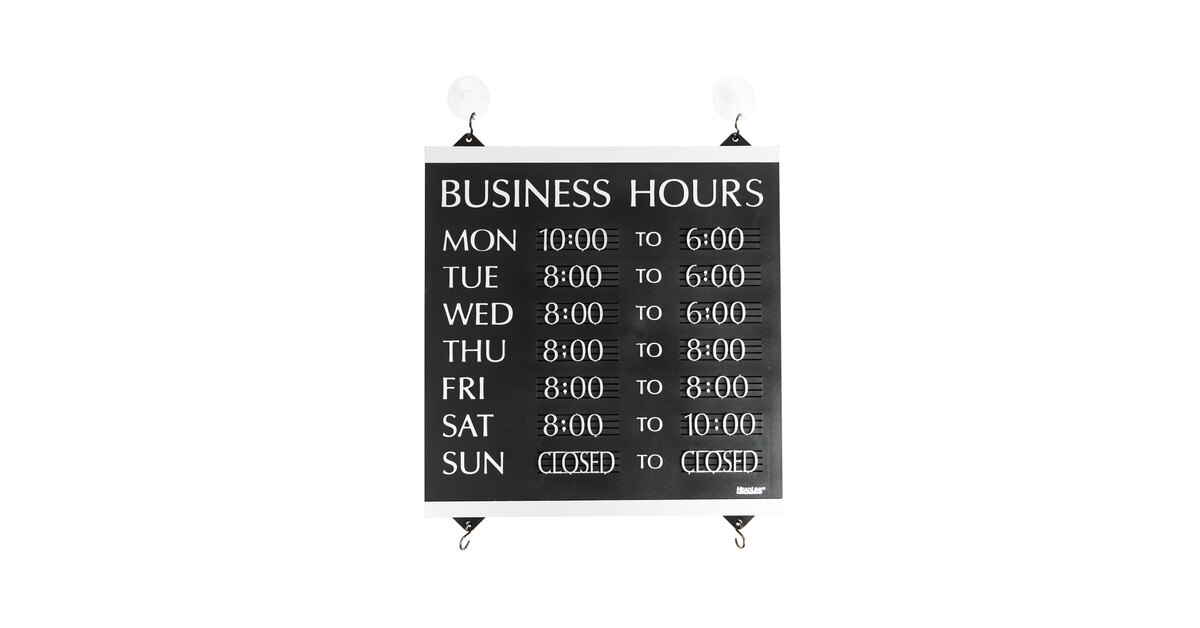 Headline Sign Century Series 14x13 Inch Business Hours Black and Silver 4247 for sale online 
