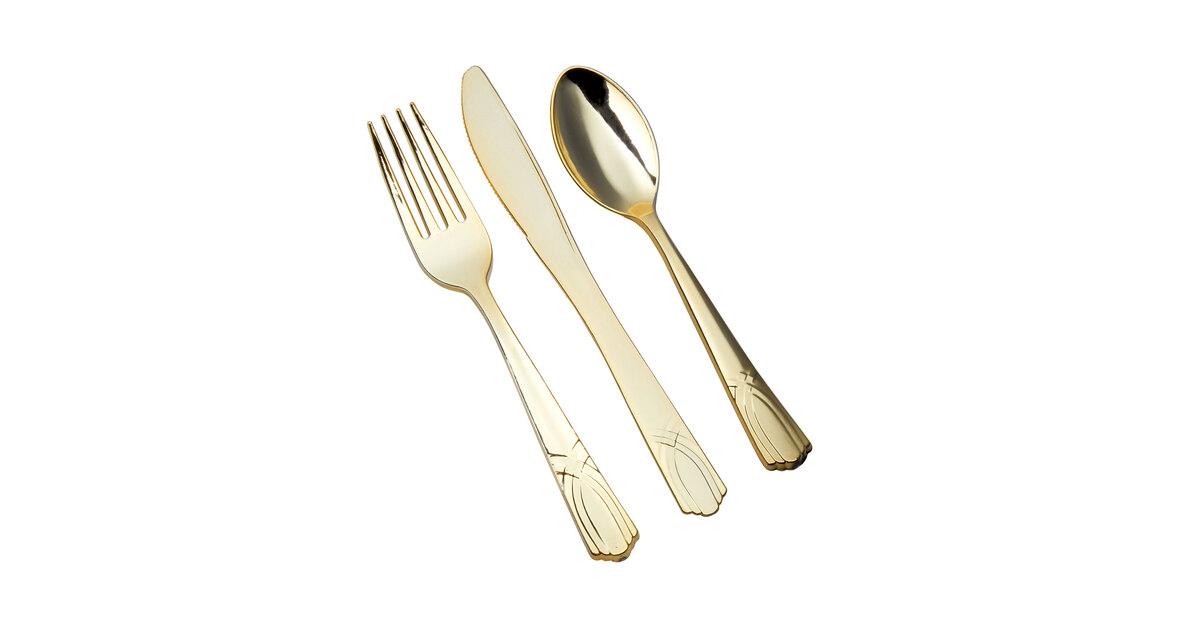 Gold Metallic Disposable Like Real Spoons 6.25" Heavyweight WEDDING Cutlery 