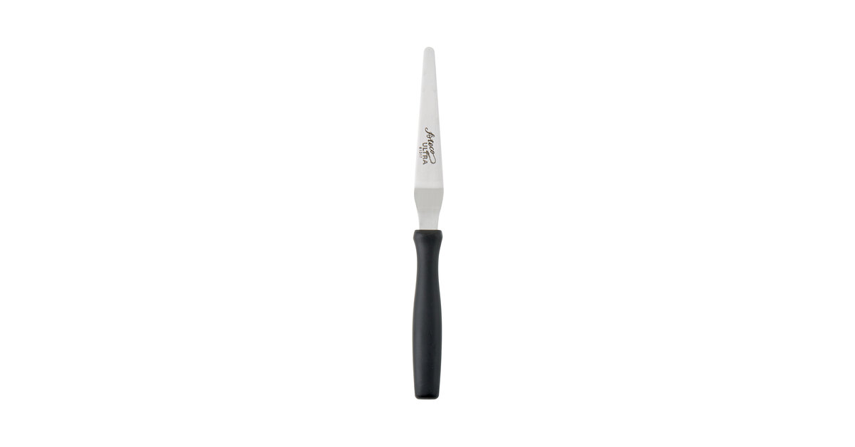Ateco Stainless Steel Offset Spatula with Black Polypropylene Handle - 9  3/4L Blade