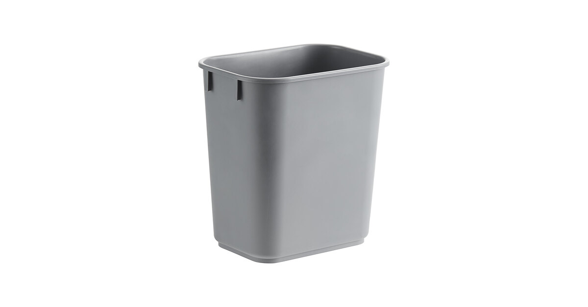 Lavex Janitorial 13 Qt. / 3 Gallon Gray Rectangular Wastebasket
