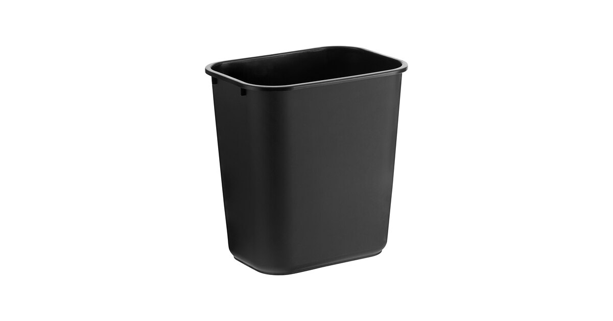 Lavex 28 Qt. / 7 Gallon Black Rectangular Wastebasket / Trash Can