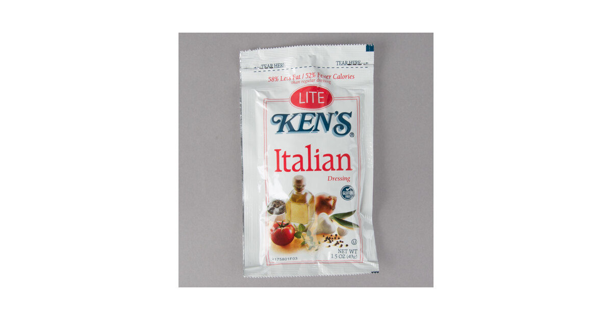 Ken's Foods 1.5 oz. Lite Italian Dressing Packet - 60/Case