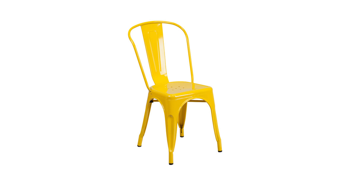 Flash Furniture Yellow Stackable Galvanized Steel Chair with