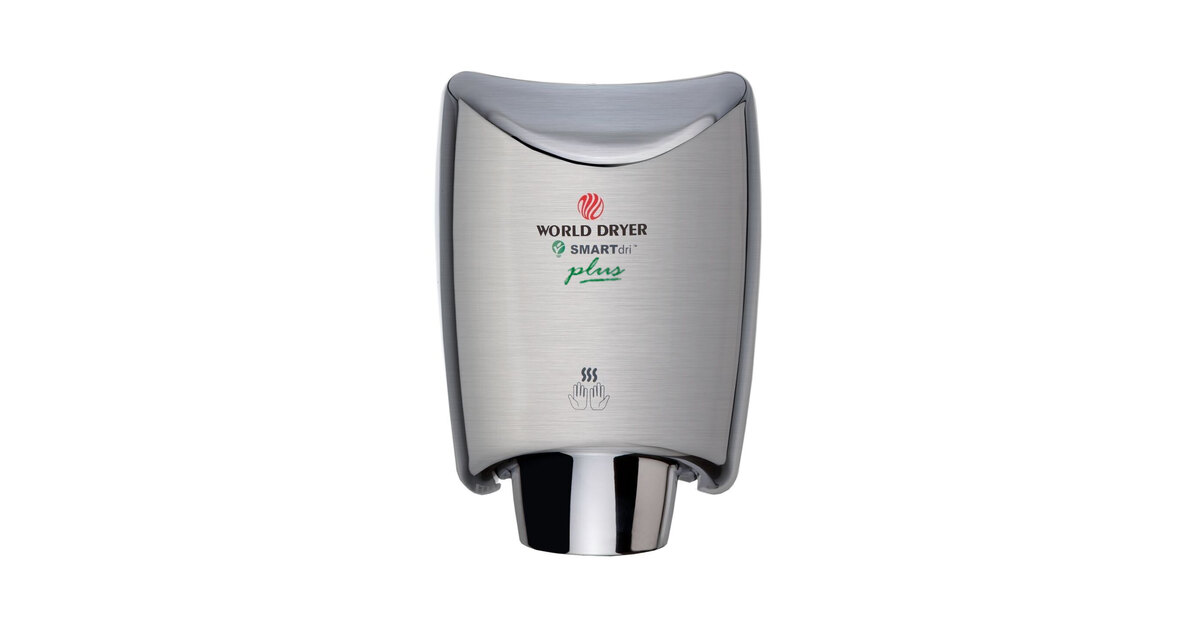 World Dryer K-973P2 SMARTdri Plus Brushed Stainless Steel Surface