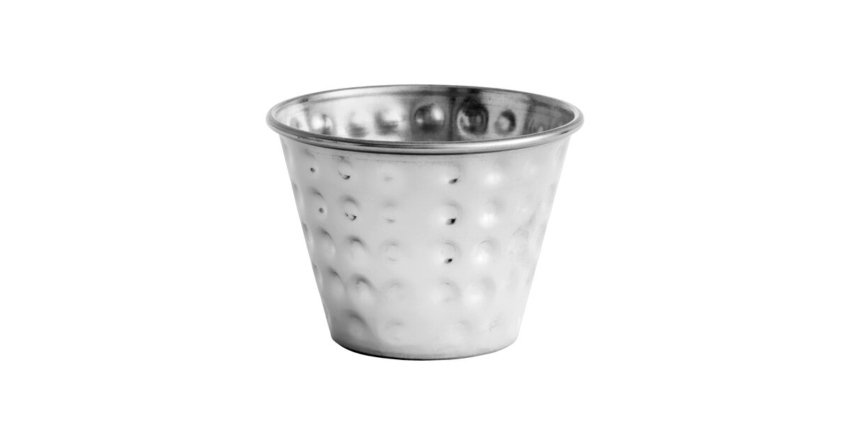 Choice 2.5 oz. Hammered Stainless Steel Round Sauce Cup - 12/Pack