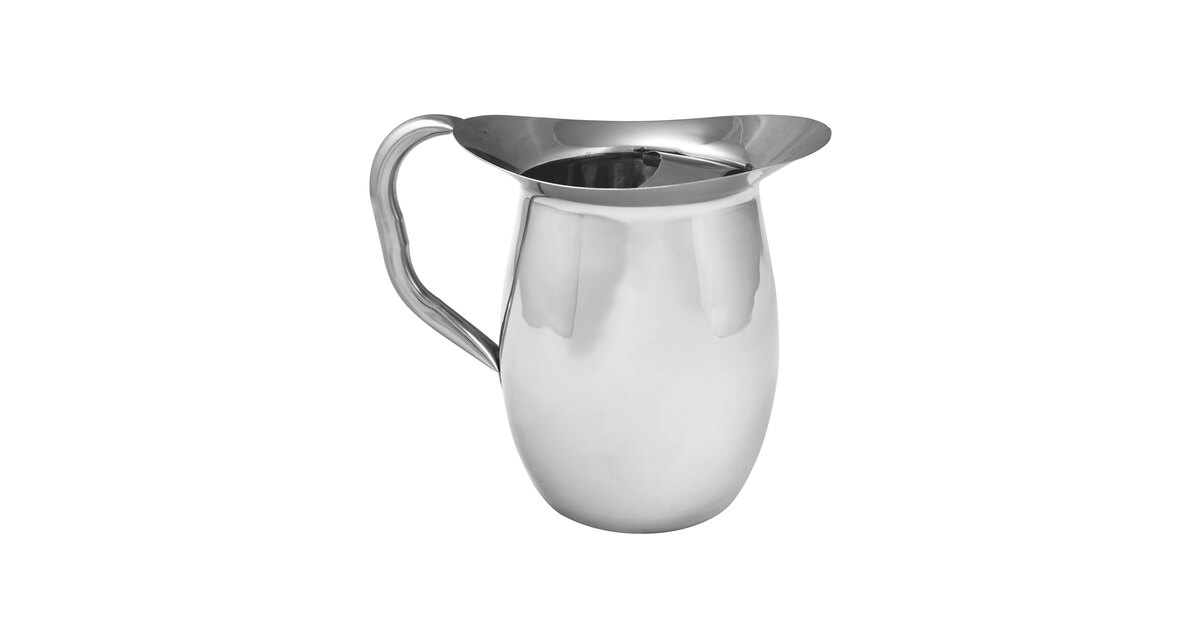 Stainless Steel Hammered Water Pitcher Jug Container W/ Ice Guard 2 Qt 2-Pack 