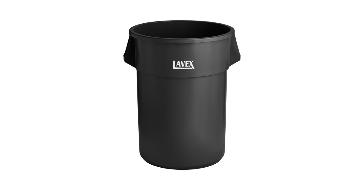 Lavex 55 Gallon Black Round Commercial Trash Can