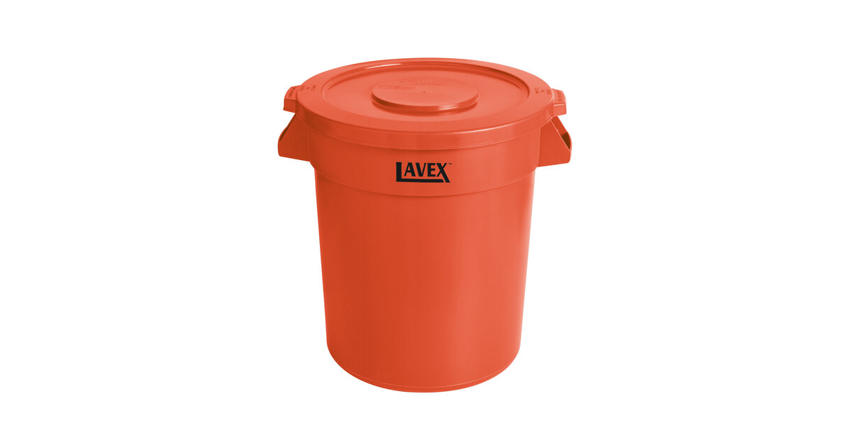 Lavex 20 Gallon Orange Round High Visibility Commercial Trash Can