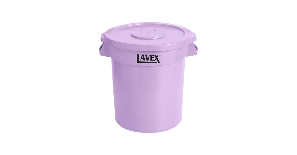 Lavex 10 Gallon Purple Round Commercial Trash Can and Lid