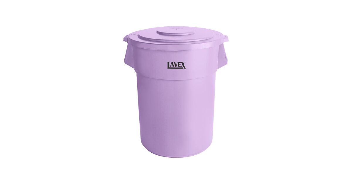 Lavex 55 Gallon Purple Round Commercial Trash Can and Lid