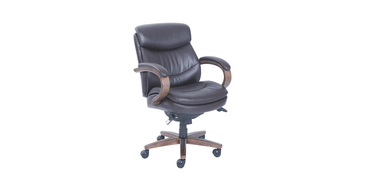 La-Z-Boy 48963B Woodbury Mid-Back Brown Leather Executive Office Chair