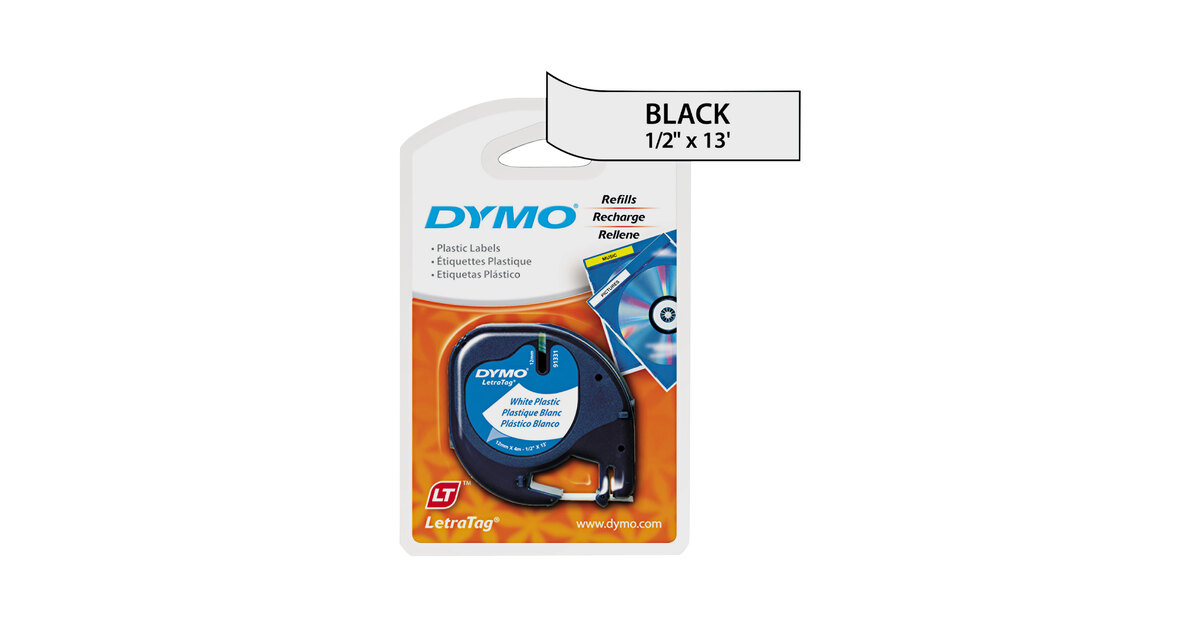 Compatible Dymo LetraTag Refill 91331 12mm White Plastic Label Tape LT-100H 1/2" 