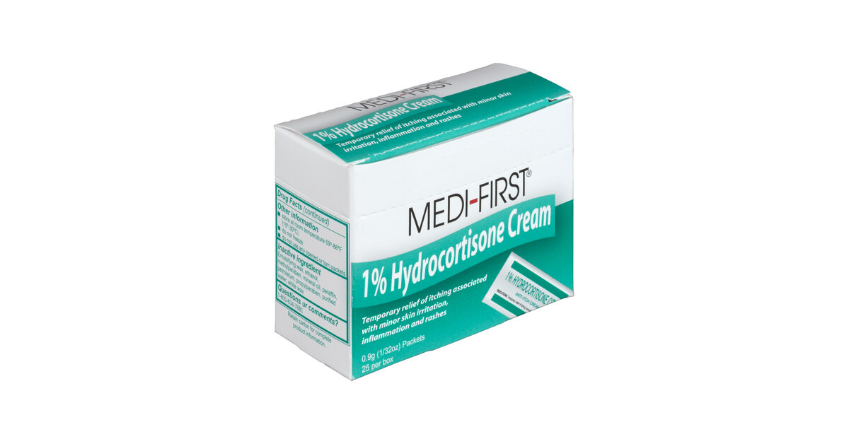 Medi-First 21173 .9G Hydrocortisone 1% Anti-Itch Cream Packet - 25/Box