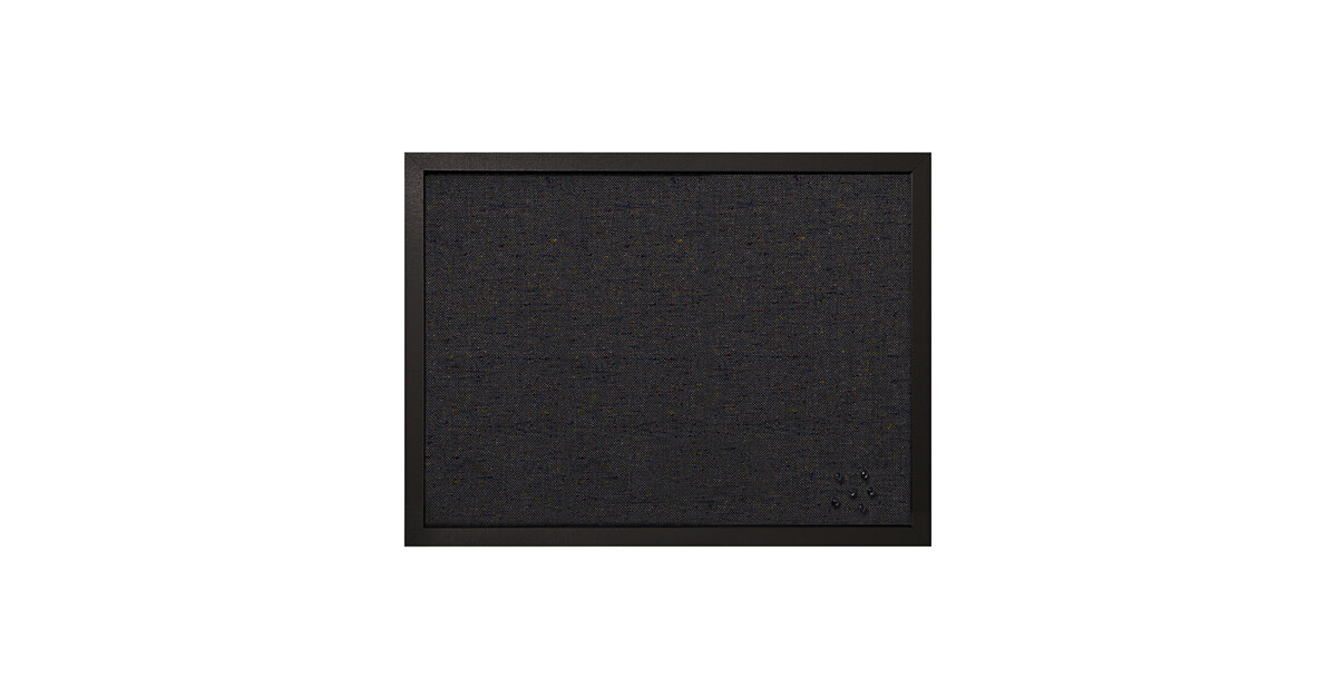 Designer Fabric Bulletin Board 24 x 18, Black Fabric/Black Frame