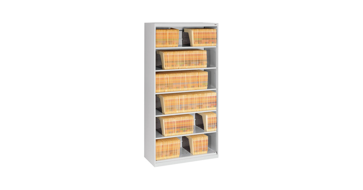 Tennsco FS360LGY Light Gray Open Fixed 6-Shelf Lateral File