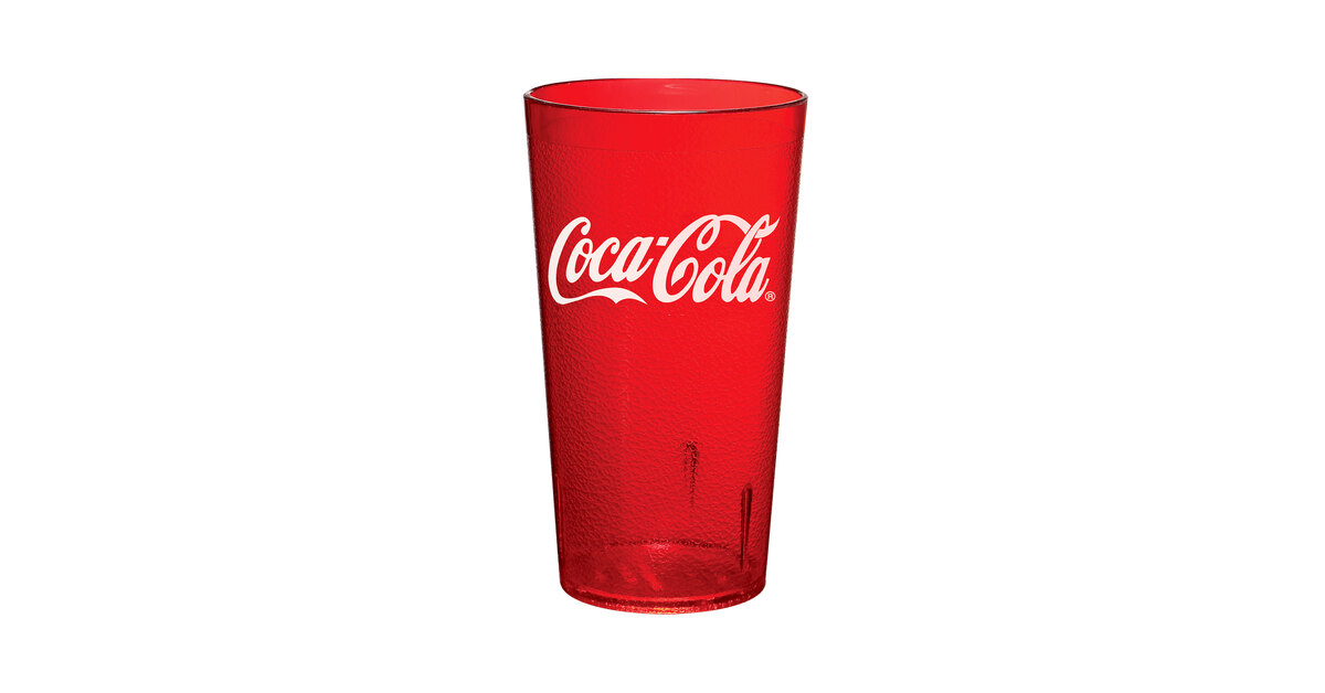 GET 6616-RC 16 oz. Red Coca-Cola® SAN Plastic Pebbled Tumbler - 72