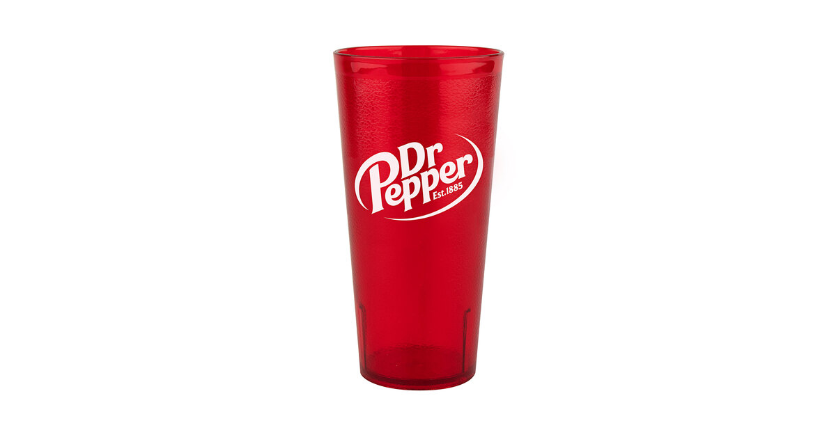 Dr. Pepper Logo Red Plastic Tumblers Set of 4 - 16oz by Impact