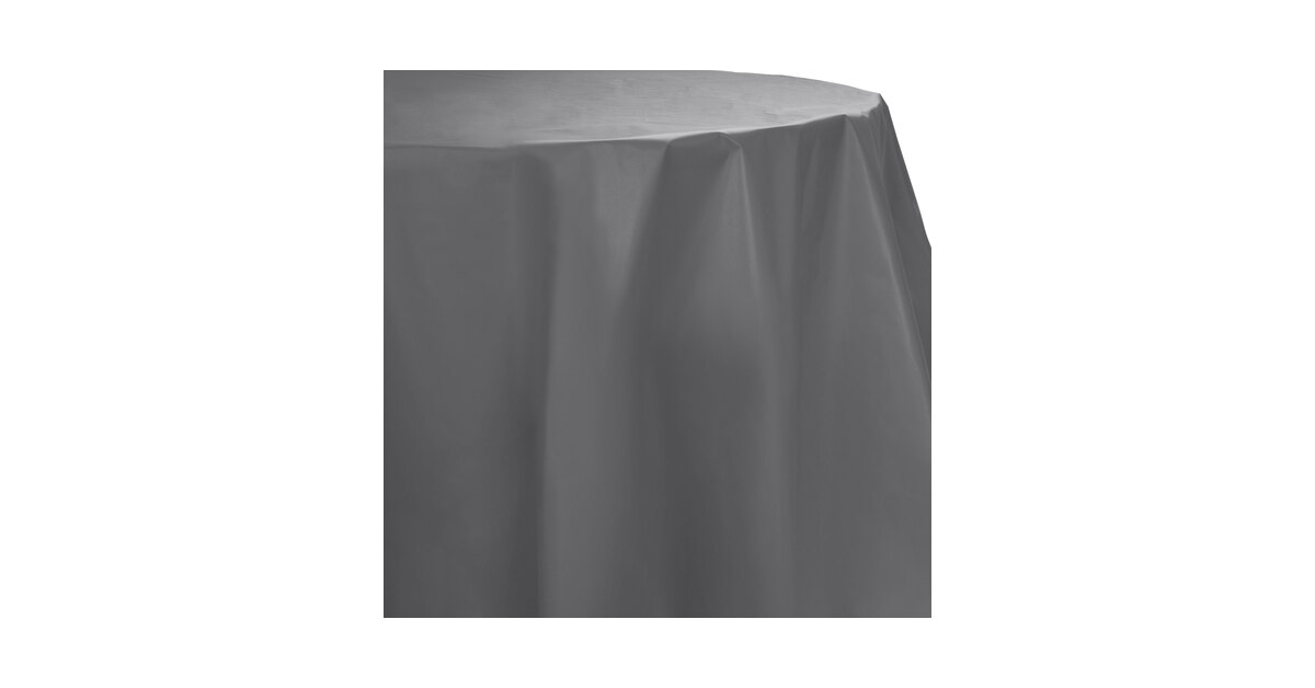 1 ct Creative Converting 339644 Glamour Gray Round Plastic Tablecloth 82 in 