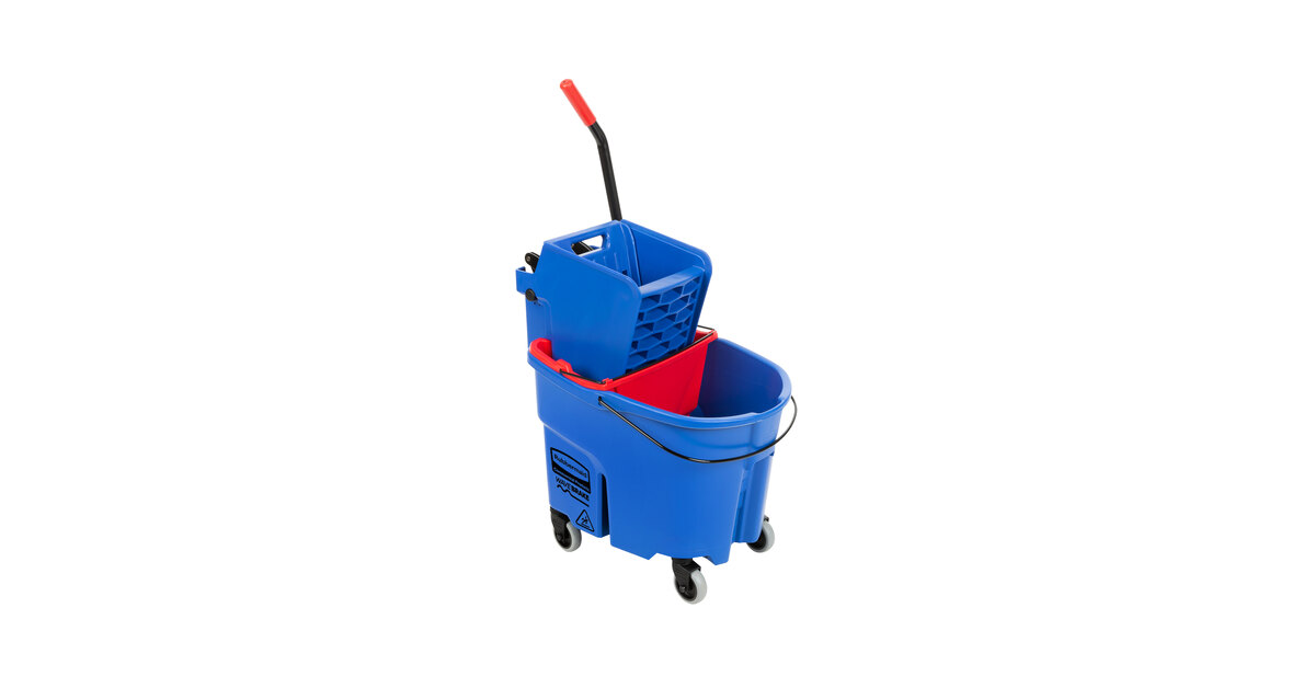 Rubbermaid FG758888BLUE WaveBrake® 35 Qt. Blue Mop Bucket with Side Press  Wringer