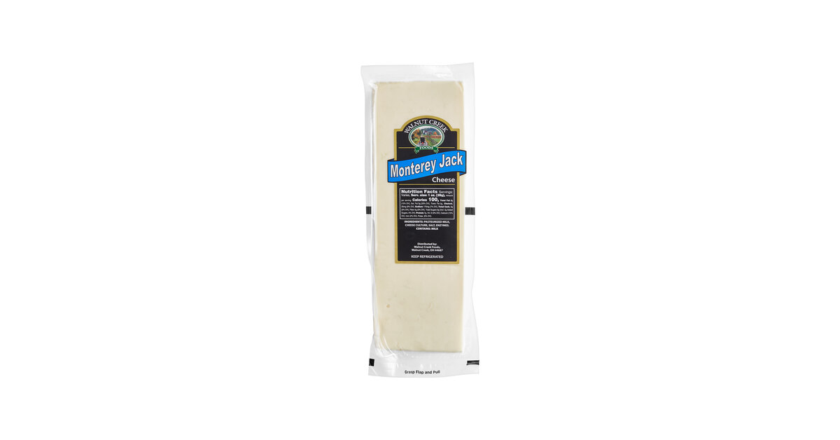Walnut Creek Foods 5 lb. Monterey Jack Cheese - 2/Case