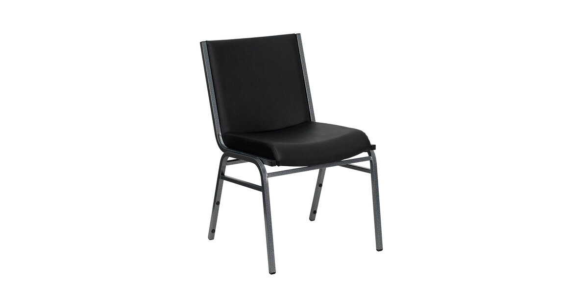 HERCULES Series Heavy Duty Black Vinyl Fabric Stack Chair with Arms and Gangi... 