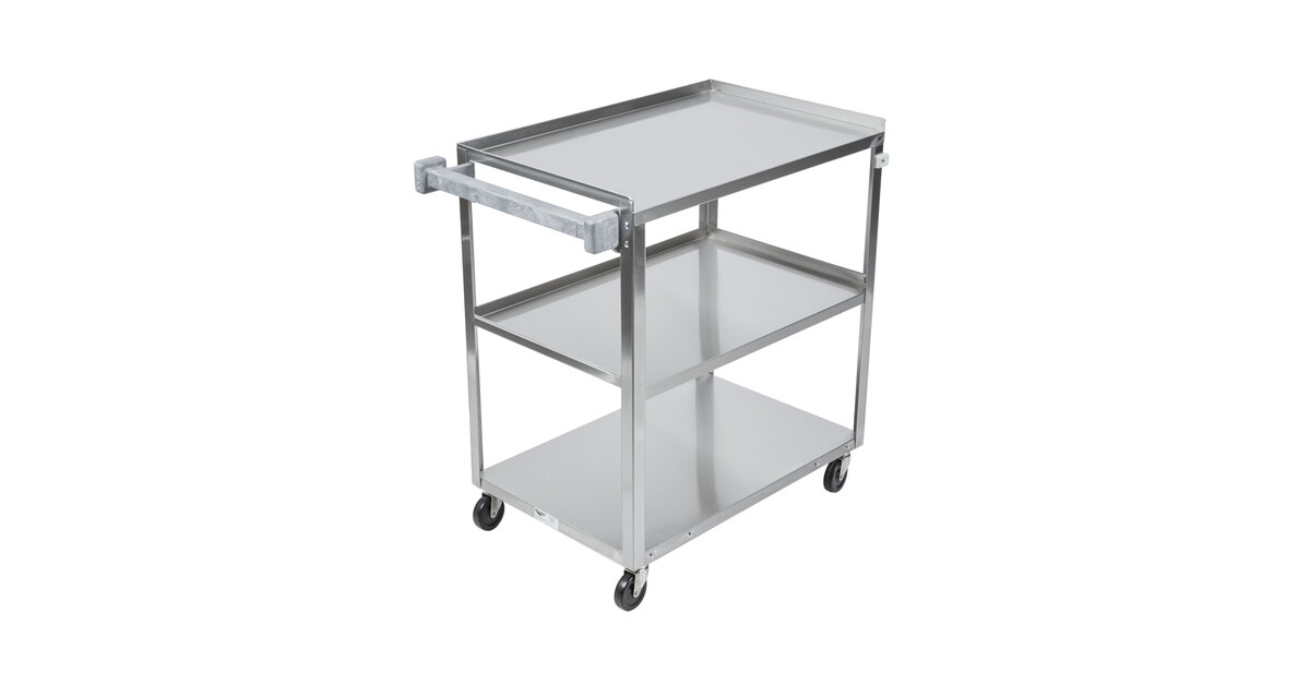 Vollrath 97121 Stainless Steel 3 Shelf Utility Cart - 30 1/2